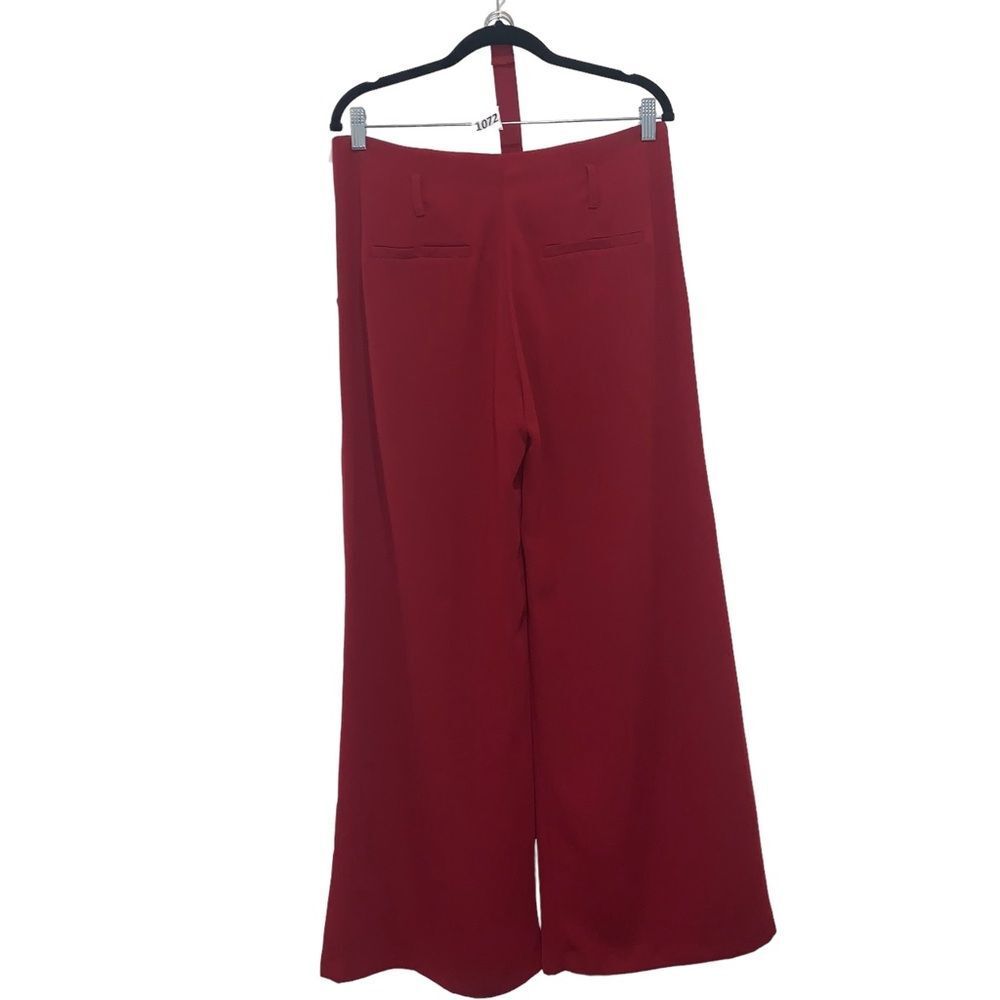 NWOT, Active USA, Maroon, Red, Burnt Red, Solid Wide Leg Belted Pants, Size L - Picture 3 of 3